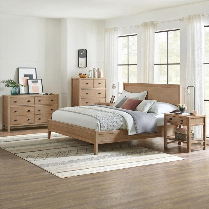 Alaterre Furniture Arden 5-Piece Bedroom Set with King Bed, Two 2-Drawer Nightstands with Open shelf, 5-Drawer Chest, 6-Drawer Dresser