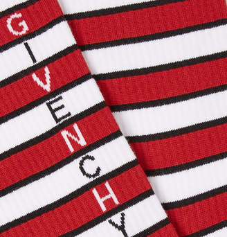 Givenchy Logo-Intarsia Stretch Striped Cotton-Blend Socks - Men - White