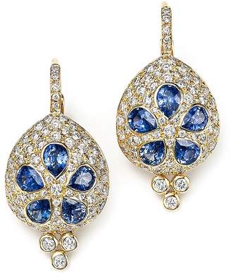 Temple St. Clair 18K Gold Sea Biscuit Earrings with Blue Sapphire and Diamonds