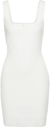 Solid & Striped Floral-appliqued Ribbed-knit Mini Dress