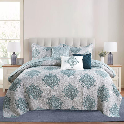 Home Soft Things 6 Piece Chelsea Printed Microfiber Quilt Set