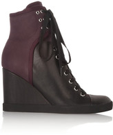 Thumbnail for your product : See by Chloe Two-tone leather wedge sneakers