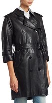Thumbnail for your product : R 13 Three-Quarter Sleeve Leather Trench Coat