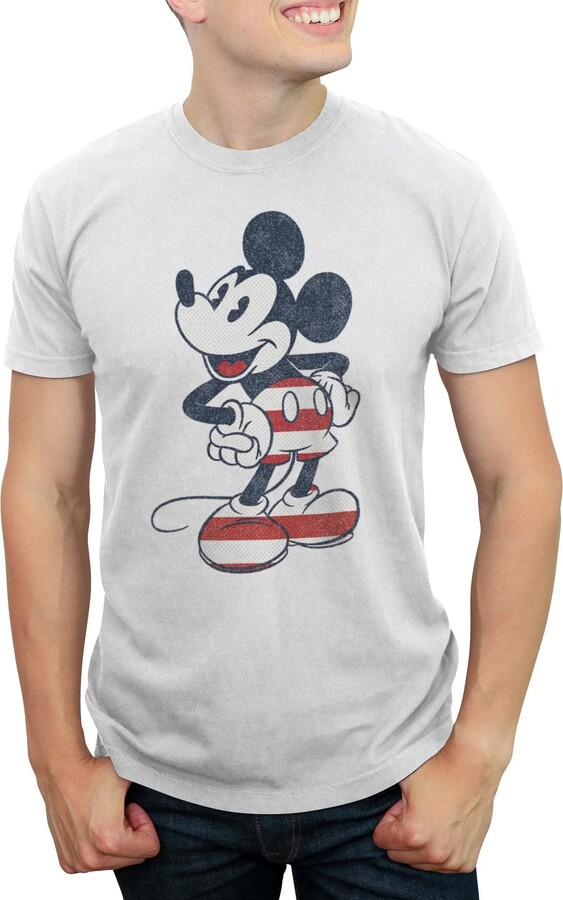 Men's Mickey & Friends Red Striped Mickey Graphic T-Shirt