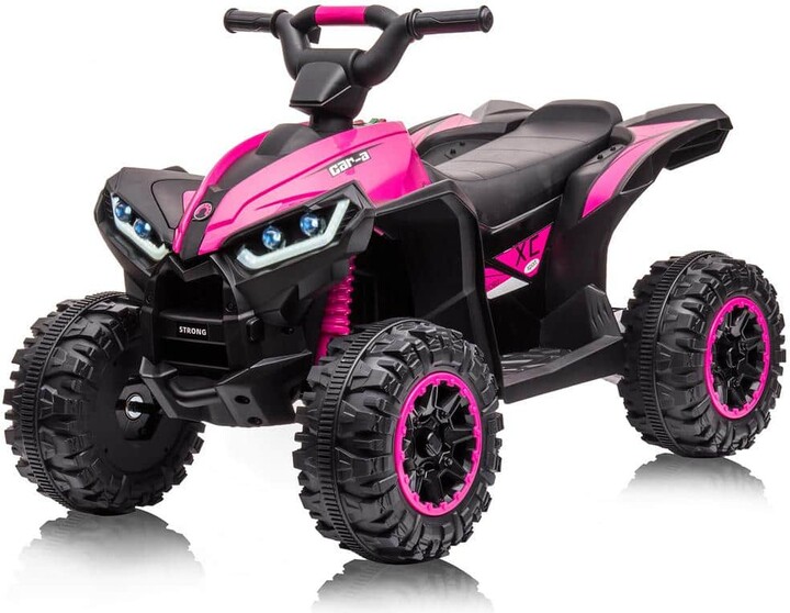 Garvee 9.5 in. 12V Powered Kids Ride on ATV Car Toy with Remote Control and LED Lights, Pink