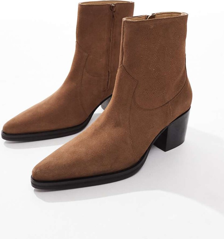 ASOS DESIGN cuban heel western chelsea boots in black faux leather