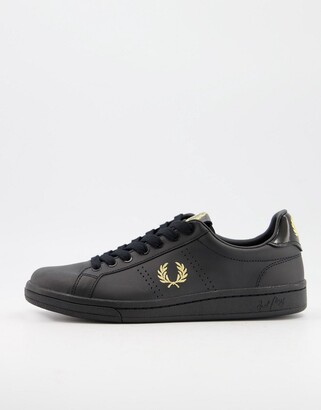 fred perry black leather trainers