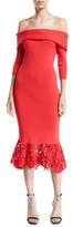 Thumbnail for your product : Sachin + Babi Relais Off-the-Shoulder Flounce Lace Hem Dress