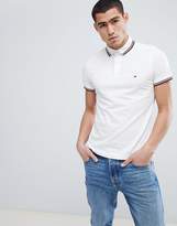 Thumbnail for your product : Tommy Hilfiger Icon Stripe Tipped Pique Polo Slim Fit Flag Logo In White