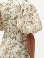 Thumbnail for your product : Zimmermann Puff-sleeve Bird-print Linen Midi Dress - White Print