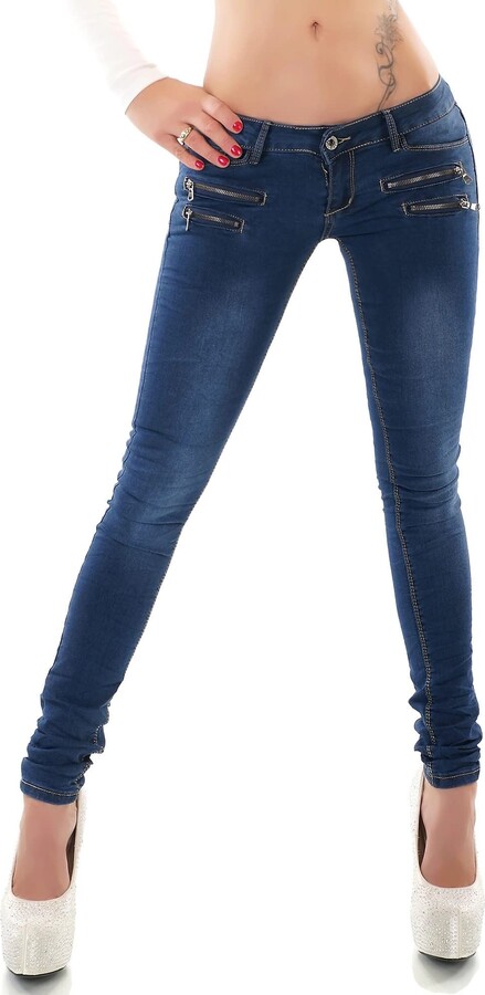 Noir Triple XXX Women's Skinny Low Waist Jeans Slim Stretch Denim Pants Sizes UK 4-12