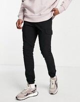Thumbnail for your product : ASOS DESIGN skinny cargo cuffed trousers in black