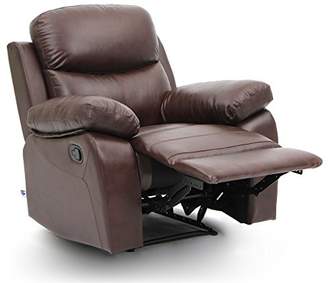 Top Grain Leather Recliner Chair 1 Seat Classical Style In Brown