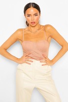 Thumbnail for your product : boohoo Woven Marl Cupped Corset Top