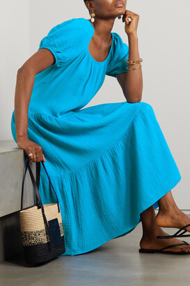 HONORINE Pamela Tiered Cotton-seersucker Midi Dress - Blue - medium