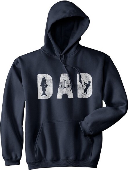Crazy Dog T-Shirts, Inc. Dad Fishing Adult Hoodie Funny Father's Day Fisheran Boating Graphic Novelty Hooded Sweatshirt - Crazy Dog Hoodie Navy M