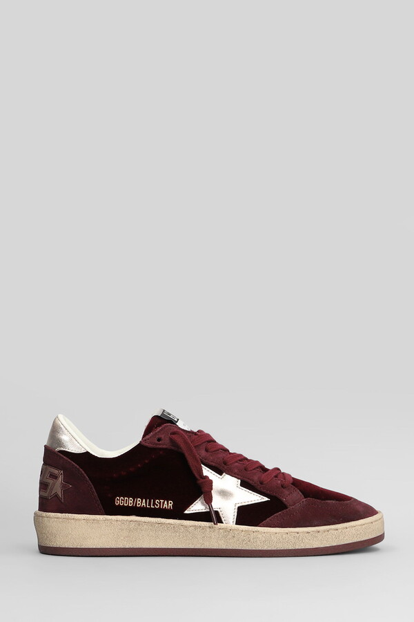 Ball Star Sneakers In Bordeaux Velvet