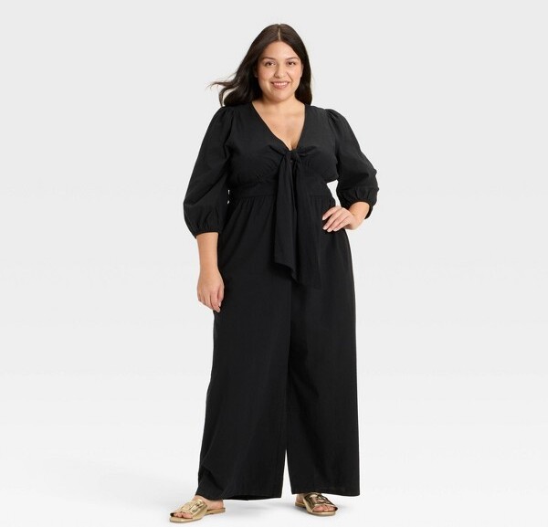 Ava & Viv Women'sFlutterElbowSleeveTie-FrontJumpsuit-Ava&Viv™Black4X