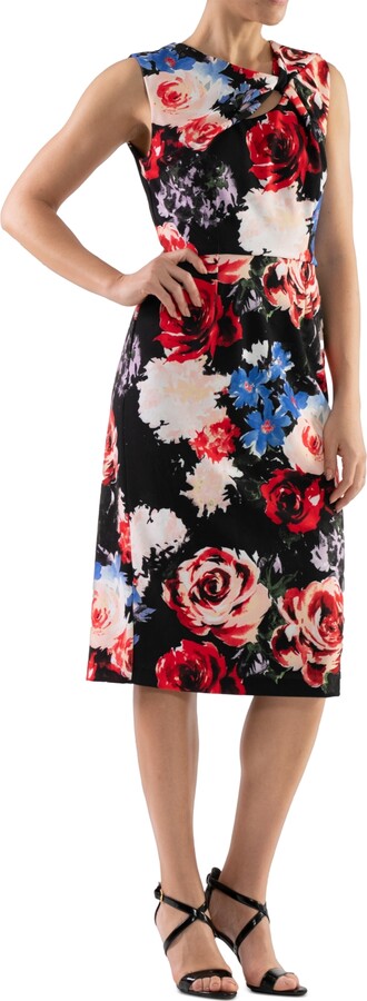 Donna Ricco Women's Floral-Print Twist-Front Sheath Dress