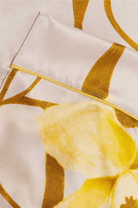 Carine Gilson Floral-print Silk-satin Pajama Top - Yellow