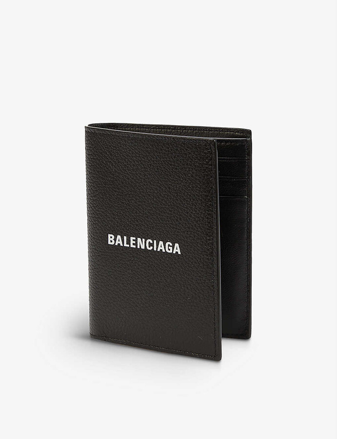 Balenciaga Logo-print vertical leather wallet - ShopStyle