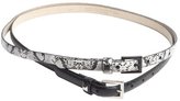 Thumbnail for your product : Fashion Focus set ot 2 black and white leather accent python detail skinny belt