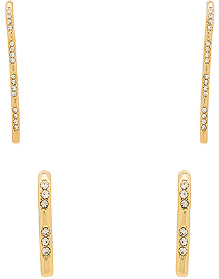 Luv Aj Scattered Pave Hook Earrings in Metallic Gold.