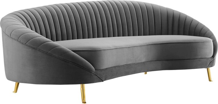 Modway Camber Channel Tufted Performance Velvet Sofa in Gray