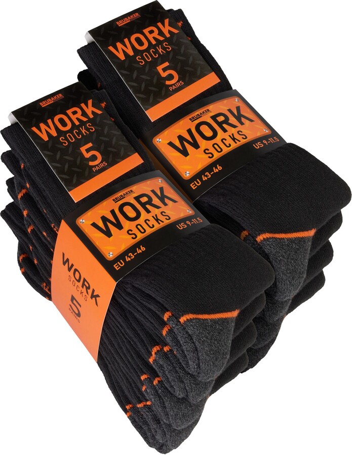 BRUBAKER 10 Pairs of Men's Work Socks WORK Socks for Optimum Grip at