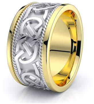 Celtic Alganati 10K White Yellow Gold 10mm Knot Wedding Band Rings
