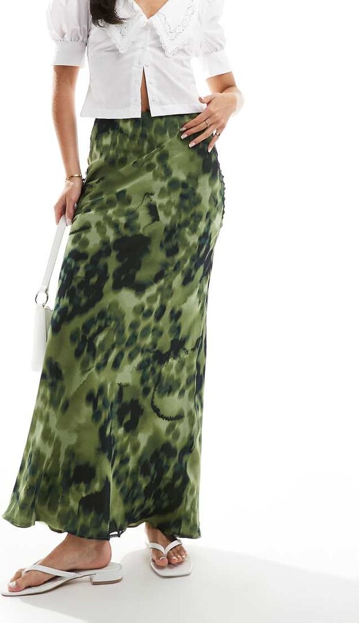 Asos Design Green Leopard Print Maxi Skirt ASOS DESIGN Co-ord