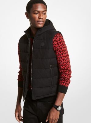 Michael Kors Quilted Cotton Blend Hooded Vest