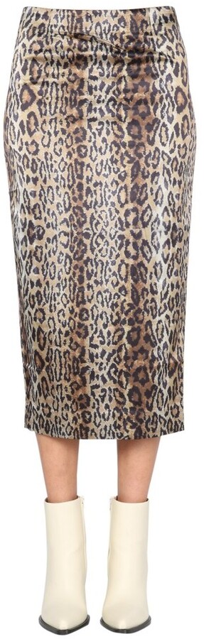 2392 Animal Print Going Out Stretch Satin Pencil Skirt 6-18 NEW 