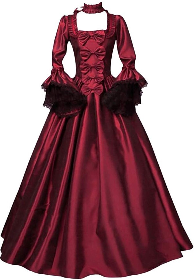 Long Sleeve Dress | Vintage V-Neck Women Vintage Medieval Dress Cosplay Costume Princess Renaissance Gothic Dress Sonnena Womens Dresses 