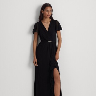 Lauren Ralph Lauren Plus Size Flutter Sleeve Surplice V-Neck Georgette Dress  | Dillard's