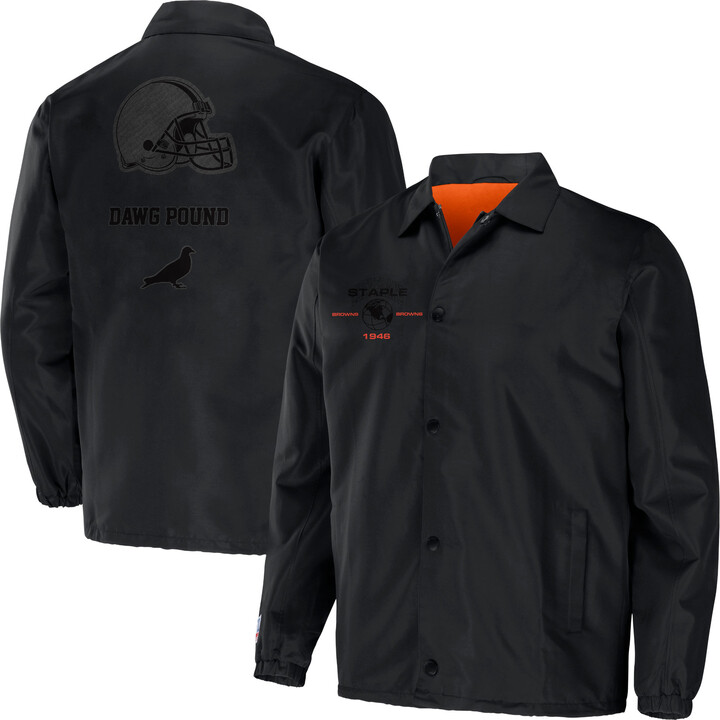 Staple Men's NFL x Black Cleveland Browns Coaches Full-Snap Jacket