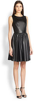 Thumbnail for your product : Pink Tartan Gathered Faux Leather Dress