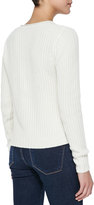 Thumbnail for your product : Autumn Cashmere Shaker-Stitch Zipper-Hem Cashmere Sweater, Winter White