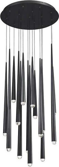 Modern Forms Cascade Round LED Multi-Light Pendant Light in Black, Size: 15 light
