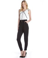 Thumbnail for your product : Wyatt black and white zip front colorblock jumpsuit