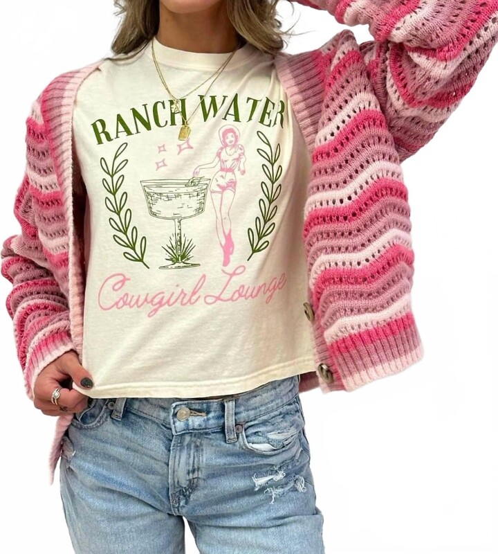 Comfort Colors Ranch Water Boxy Crop Tee In Pink Cowgirl