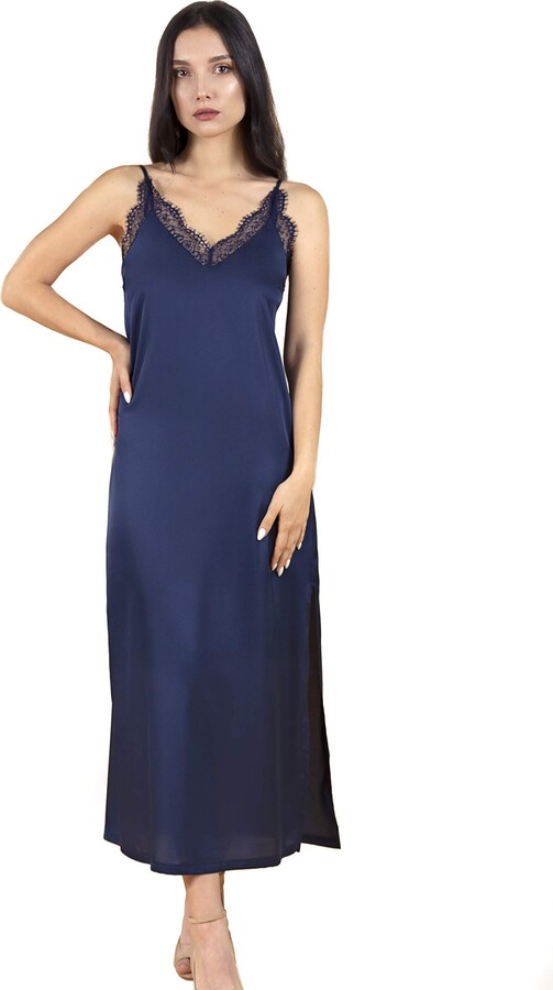 Womens Nightwear Nightgown For Women Lingerie Satin Chemise Lingerie  Nightie Full Slips Sleep Dress Slips Sleepwear