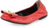 Thumbnail for your product : Fendi Patent Logo-Bow Ballerina Flat, Fire