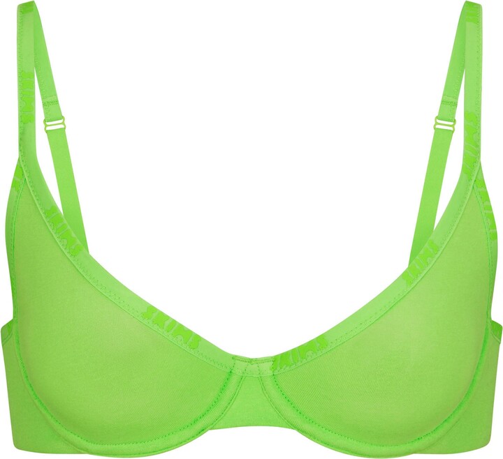 Cotton Logo Demi Bra Neon Green ShopStyle
