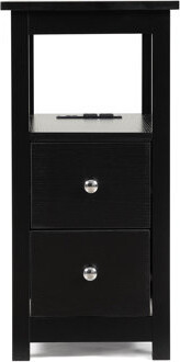 George Oliver End Table With Charging Station Narrow Sofa Side Table Wooden Nightstand Bedroom Living Room Furniture