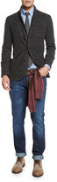 Thumbnail for your product : Brunello Cucinelli Fine-Gauge Knit Elbow-Patch Sweater, Burgundy