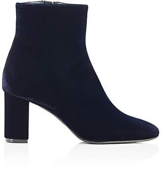 Barneys New York Women's Velvet Side-Zip Ankle Boots - Navy