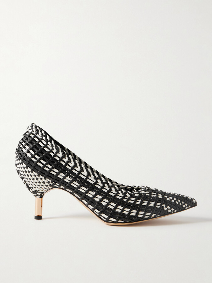 Gabriela Hearst Andres Two-tone Woven Leather Pumps - Black