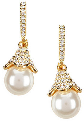 Nadri Pave Faux-Pearl Drop Earrings