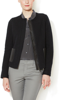 Thumbnail for your product : Vince Collarless Tweed Jacket with Leather Pockets